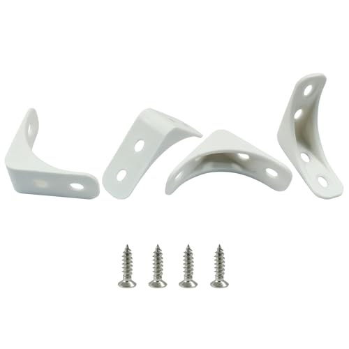 20 Pcs Plastic Corner Bracket, White Corner Brace 4 Holes L Brackets Small Plastic Shelf Brackets for Wood Shelves, Home Drawers, 1.38 x 1.38 x 0.51 inch - size: 4 Hole