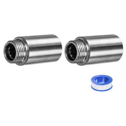 M METERXITY Shower Head Extension Arm, Stainless Steel G1/2 Male to Female Extension Pipe Fitting Adapter with PTFE Thread Seal Tape for Shower/Faucet, Pipe Plumbing Coupler 1.97"/50mm 2-Pack - size: 2"/50mm