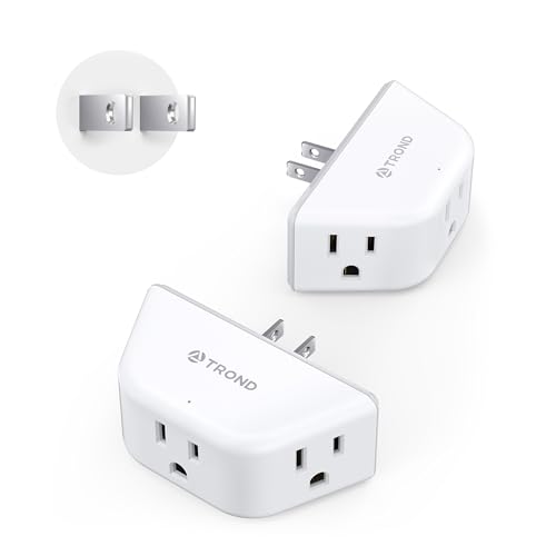 TROND 2 Prong to 3 Prong Outlet Adapter 2 Pack, 3-Way Angled Wall Extender with 3 AC Sockets, Plug Expander for Non-Grounded Outlets in Old House, Cruise Ship Essentials, White - color: White, size: 3AC-2 Prong Plug, 2 Pack