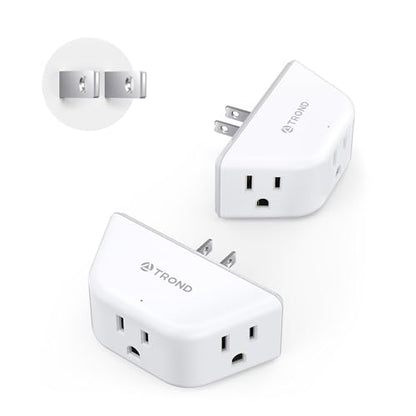 TROND 2 Prong to 3 Prong Outlet Adapter 2 Pack, 3-Way Angled Wall Extender with 3 AC Sockets, Plug Expander for Non-Grounded Outlets in Old House, Cruise Ship Essentials, White - color: White, size: 3AC-2 Prong Plug, 2 Pack