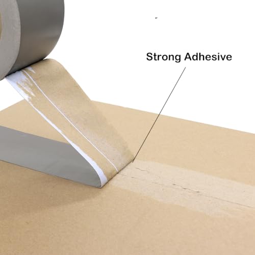 Silver Duct Tape - Heavy Duty Waterproof Tape 1.88 Inch Wide - Strong Adhesive, Extra Thickness, Tear by Hand - Great for Indoor & Outdoor Use, Moving Boxes, Repairs - 45 Ft - color: Silver
