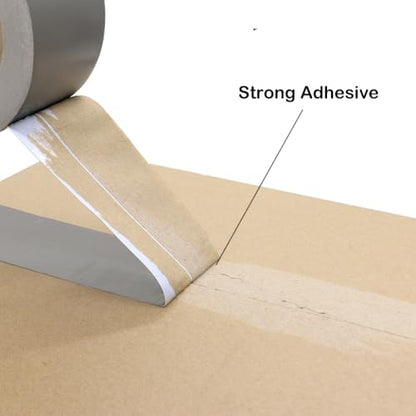 Silver Duct Tape - Heavy Duty Waterproof Tape 1.88 Inch Wide - Strong Adhesive, Extra Thickness, Tear by Hand - Great for Indoor & Outdoor Use, Moving Boxes, Repairs - 45 Ft - color: Silver
