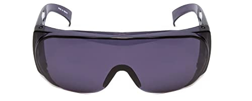 Calabria Fit Over Safety Glasses | Polarized Sunglasses Over Glasses | Wrap Around Anti-Fog | Scratch Resistant | Unisex - color: Smoke