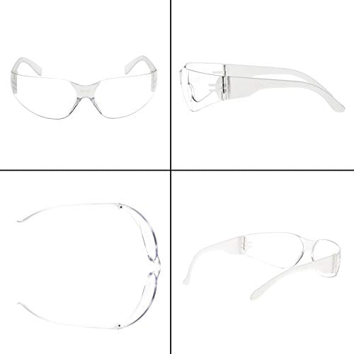 12 Pack Safety Glasses ANSI Z87+ Certified Protective Eyewear Goggles for Men and Women with UV Eye Protection - color: Clear