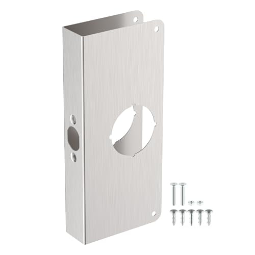 U 9585 Stainless Steel Lock and Door Reinforcement Plate for 1-3/8 in Thick Doors, Stainless Steel Finish for Reinforcing and Repairing Doors - 1 Pack - color: Silver, size: 1 Pack
