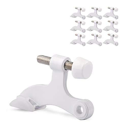 10 Pack Hinge Pin Door Stopper White - Adjustable Heavy Duty Hinge Pin Door Stop with White Rubber Bumper Tips - color: White, size: 10 Pack