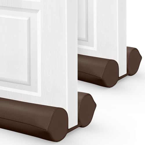 2 Pack Under Door Draft Stopper - Bottom Door Gap Filler & Seal - Fits 30” to 36” Door, Block Cold Air, Noise, Sound, Wind, Bugs, Easy to Install, Double Side Block, No Adhesive, Brown - color: Brown, size: 36 Inch (Pack of 2)