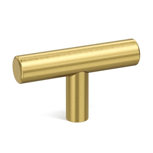 Goldenwarm 10 Pack Gold Cabinet Knobs Brushed Brass Drawer Knobs Gold Dresser Hardware - LS201GD Single Hole Handles for Kitchen Cupboard Doors Closet Hardware 2in Overall Length - color: ‎Brushed Brass, size: 10 Pack