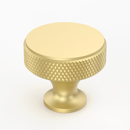 Amerdeco 10 Pack Brushed Gold Knurled Cabinet Knobs Kitchen Cabinet Handles for Drawer, Cupboard and Wardrobe ZH0036 - color: Brushed Gold