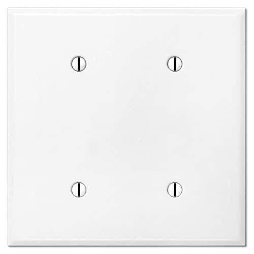OVERSIZED Metal Outlet Cover, 2 Gang OVERSIZE Electrical Box Blank Wall Plate, Blank (no holes) Cover Plate, Two Gang White Jumbo Switch Plate - White - UL Listed, 5.5" x 5.5", Made in USA - color: 2 Gang Blank