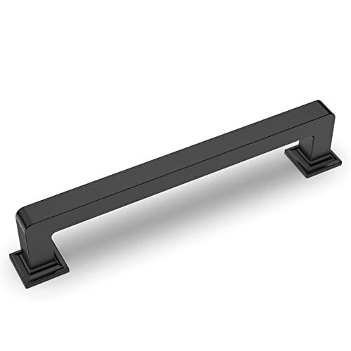 9BUILD 6 Pack 5 Inch Matte Black Cabinet Pulls - Kitchen Cabinet Hardware - Drawer Pulls - color: Matte Black, size: 5"/128MM Hole Center, style: 6 Pack