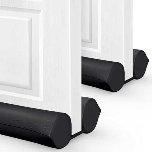 2 Pack Under Door Draft Stopper - Bottom Door Gap Filler & Seal - Fits 30” to 36” Door, Block Cold Air, Noise, Sound, Bugs, Dust, Easy to Install, Double Side Block, No Adhesive, Black - color: Black, size: 36 Inch (Pack of 2)