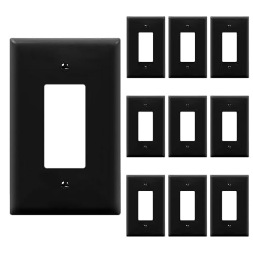 ENERLITES Decorator Light Switch or Receptacle Outlet Wall Plate, Gloss Finish, Oversized 1-Gang 5.5" x 3.5", Unbreakable Polycarbonate Thermoplastic, UL Listed, 8831O-BK-10PCS, Black, 10 pack - color: Black, size: Oversize