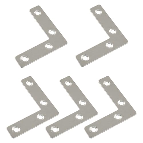 Bivethoi 10 Pack Repair Mending Bracket Plate, Stainless Steel Flat L Brackets, Flat Angle Corner Brace Bracket, Heavy Duty L Corner Brace Joining Plate with Screws(60 mm x 60 mm) - size: 60*60mm/2.4*2.4''