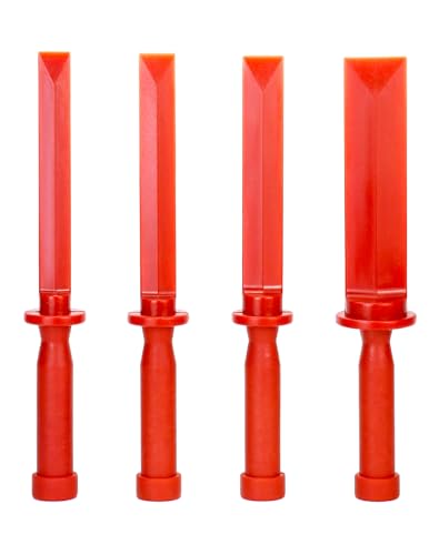 QWORK Plastic Chisel Scraper Set, 3/4", 7/8", 1", 1-1/2" Chemical Resistant Scraper Tool, No-marring Plastic Chisel Set for Removes Debris, Adhesives, Film, Paint