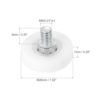 PATIKIL 26mm Drawer Rollers, 6 Pack Plastic Drawer Pulley Replacement Wheels Bearing Small Pulley with Nuts - size: 26mm