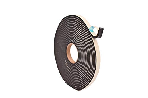 WOD SSFLDFT Closed Cell Sponge Rubber Foam Tape, 3/8 inch Thick, 1/2 inch x 30 ft. Made in USA Weatherstrip Seal, Windows and Doors Adhesive, Sound Proof Insulation, Black - size: 1/2"w,3/8"t,30'l