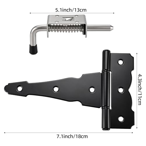 Shed Door Kit, Barn Door Lock Set, Including 4-1/2" L-Handle Lock, Stainless Steel Latches and 6" Hinges