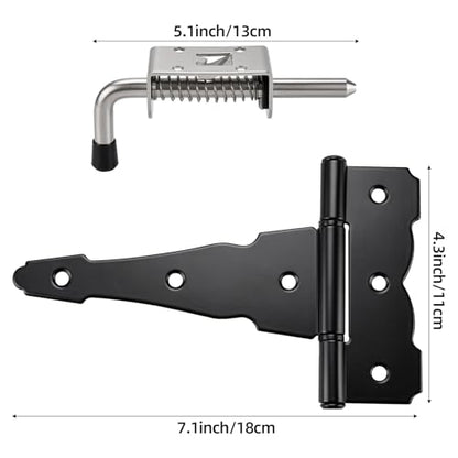 Shed Door Kit, 5-1/2" L-Handle Door Lock with 2pcs Stainless Steel Latches and 6pcs 6" Hinges
