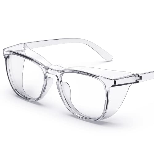 TOREGE Eye Protection Glasses,Fashionable Safety Glasses With Clear No Fog Lenses,Great Safety Goggles For Men&Women(Transparent White&Clear Lens) - color: Transparent White&clear Lens