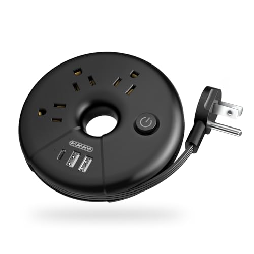 Travel Power Strip, NTONPOWER Portable Charging Station 3 USB Without Surge Protector Short Extension Cord 15 inches Compact for Home, Office, Cruise Ships, Business Trip, Hotels, Black - color: Black