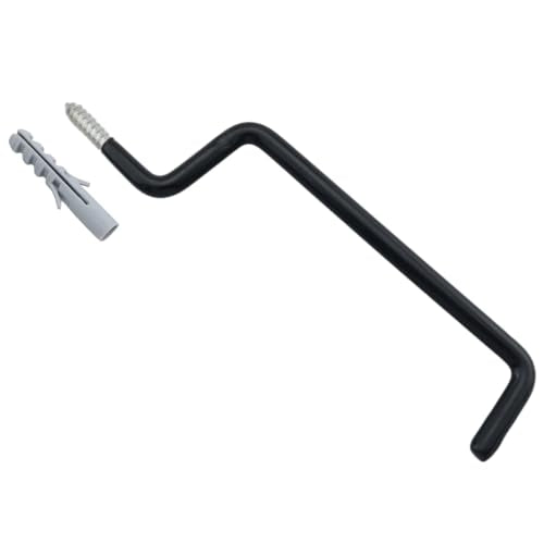 2PCS Black Heavy Duty Storage Hooks 2 Expansion Tubes Tool Organiser Screw in Ladder Hooks Hanging Bike Rack Organiser for Ladders Folding Chairs Rope Storage Length 1.97 inches