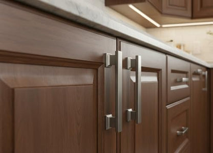Alzassbg 10 Pack Brushed Satin Nickel Cabinet Pulls, 5 Inch(128mm) Hole Centers Kitchen Cabinet Handles for Cabinets and Drawers AL3061SN - color: Brushed Satin Nickel, size: 5" Hole Center