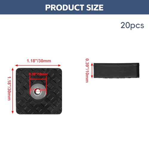 Rubber Feet 30mm x 30mm Square Shape Black Non-Slip Rubber Furniture Floor Pads for Chair Leg Feet Wood Floor -Pack of 20 - color: Black Square 30mm X 30mm