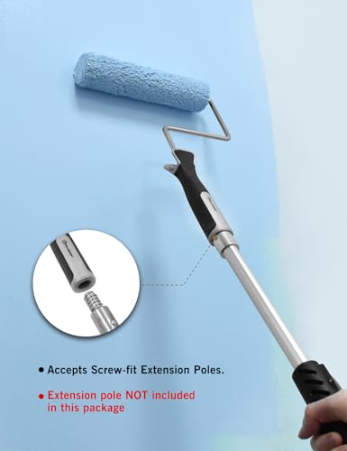 ROLLINGDOG Multifunctional Paint Roller Tray Set - Ladder Paint Tray,9 inch Paint Roller,Drop Cloth and Masking Taping(Pack of11) - color: Paint Roller Kit