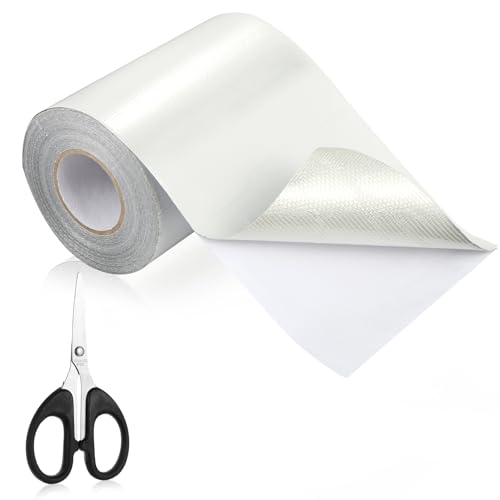 4.5Inch × 40FT RV Awning Repair Tape with Scissors, Outdoor Heavy Duty Repair Tape for Tarp, Tent, Boat Cover, Canvas, Sail Tape, Waterproof, UVproof and Heat-Resistant Tear Repair Pctch Kit - color: White