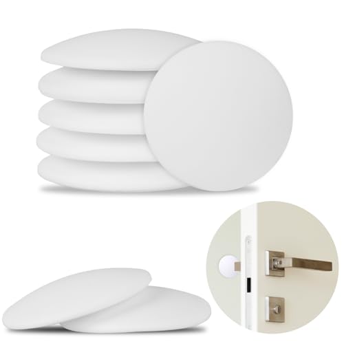 Door Stoppers for Wall, 8 Pack 2" Knob Protectors – Heavy-Duty Self-Adhesive, Quiet Anti-Slam, Covers Existing Holes & Prevents Wall Damage - color: White