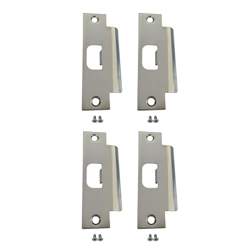 QCAA Steel Extended Lip Door Strike Plate, Latch D Hole, with Lip, 4-7/8" x 1-1/4", Nickel, 4 Pack, Made in Taiwan - color: Nickel, size: 4pack