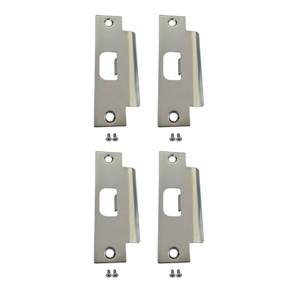 QCAA Steel Extended Lip Door Strike Plate, Latch D Hole, with Lip, 4-7/8" x 1-1/4", Nickel, 4 Pack, Made in Taiwan - color: Nickel, size: 4pack