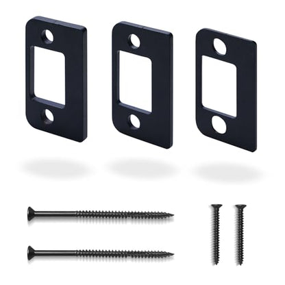 Standard Door Strike Spacer Shim Plates, Stainless Steel, Set of 3 Different Thickness, Door Gap Blocker Kit to Fix Door won’t Stay Closed, Block Access to Latch (Matte Black, 1 Pack) - color: Matte Black