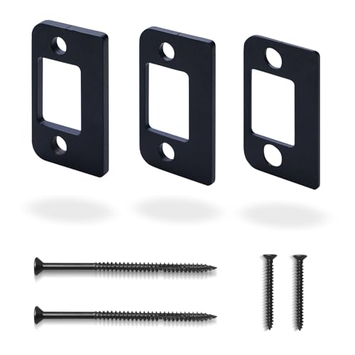 Standard Door Strike Spacer Shim Plates, Stainless Steel, Set of 3 Different Thickness, Door Gap Blocker Kit to Fix Door won’t Stay Closed, Block Access to Latch (Matte Black, 1 Pack) - color: Matte Black