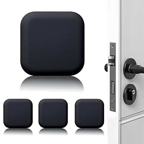 Door Stoppers Wall Protector Buffer Guard Doorknob Door Handle Bumper Self Adhesive Silencer Soft Rubber Crash Pad for Home Office - color: Square-Black