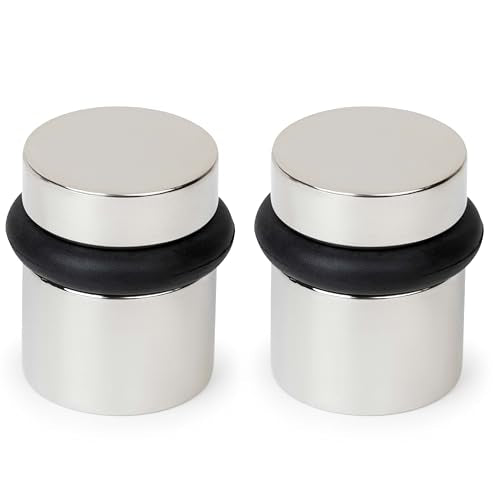 Mega Handles Floor Door Stopper, Quickly Installed Wall Protector, Wall Protectors from Door Knobs, Floor Door Stop with Mounting Hardware Included - Polished Chrome - 1.5 Inch - color: Polished Chrome, size: 2 Pack