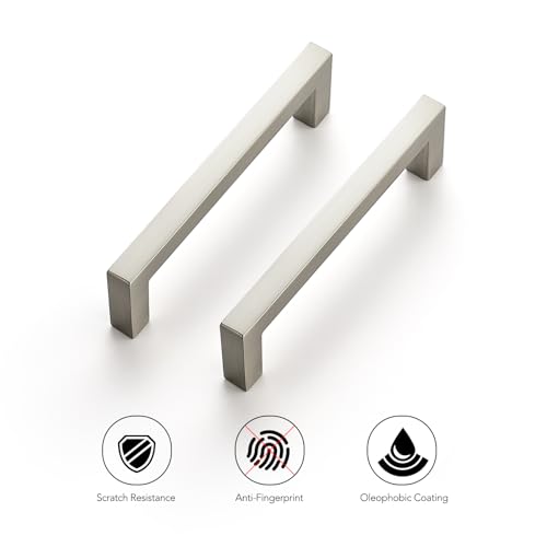 Ravinte 10 Pack Solid 3-1/2 Inch Center to Center Slim Square Bar Drawer Handles Cabinet Hardware - Brushed Nickel Kitchen Pulls - size: 3-1/2" Hole Center