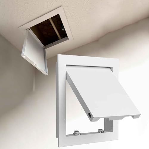 Access Panel for Drywall, Metal Plumbing Access Door, Wall Hole Cover Plate, Push to Open Wall Access Panel Heavy Duty Ceiling Inspection Hatch for Home Maintenance(White,8x9in) - color: White, size: 8x9in
