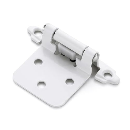 4 Pack (2 Pairs) White Cabinet Hinges for Kitchen Doors, Self-Closing, 1/2 Inch Overlay (Variable), Semi-Concealed Face Frame, Surface Mount Cabinet Hardware - color: White