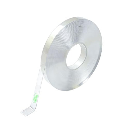 Double Sided Tape 33Ft(10m), Nano Clear Heavy Duty Mounting Tape, 0.4" Wide Reusable Washable Adhesive Strips for Walls, Car, Home, Phone Holder - No Residue & Strong Sticky