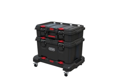 Keter Stack-n-Roll 3-Piece Rolling Tool Storage System – Includes Dolly, Tool Box & Deep Power Tool Case | Modular Mobile Tool Organizer | Stackable Design for Garage, Jobsite & Workshop - size: 3PC with Dolly