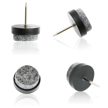 40 PCS Nail On Felt Pads for Chair Legs, 18mm Furniture Glides Chair Feet Protectors, Nail Furniture Sliders Table Felt Feet Plastic Chair Glides for Wood Floors (Black) - size: 18mm - Black