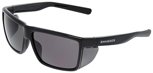 MCR Safety SR212 Swagger SR2 Safety Glasses with Thermo Plastic Rubber Nose Pads and Detachable Side Shields, Black Frame, Gray Lens - color: Black Frame (Gray Lens)