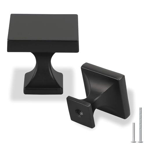 homdiy 10 Pack Black Cabinet Knobs Square Dresser Drawer Knobs - Matte Black Cabinet Knobs Kitchen Cabinet Hardware - color: Black