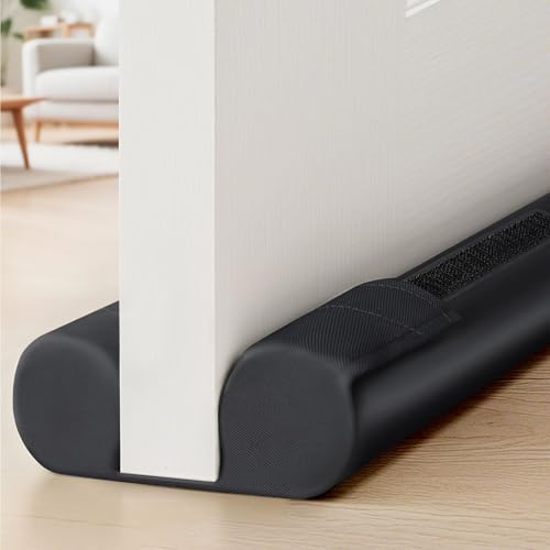 Door Draft Stopper, Draft Stopper for Bottom of Door, 38” Under Door Draft Covers Gap up to 2.36”, Adjustable Door Sweep for Noise, Bugs, Cold Air, Dust, Easy Install Draft Blocker(Black) - color: Black, size: 38 inch