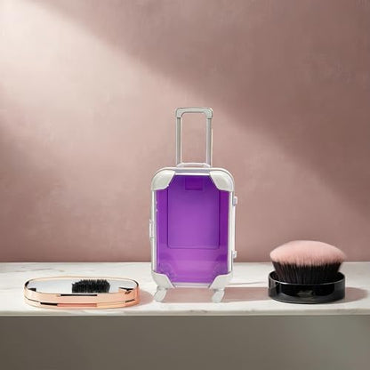 False Eyelash Storage Box, Portable Travel Organizer Mini Luggage False Eyelash Tray Makeup Tool (PURPLE) - color: PURPLE