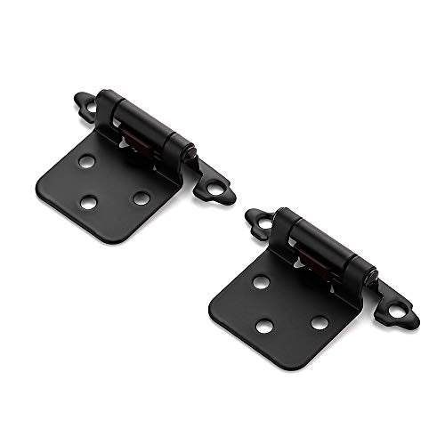 Ravinte 50 Pack 25 Pairs 1/2" Overlay Cabinet Door Hinges Kitchen Black Semi-Concealed Hinges Face Mount Self-Closing Cabinet Hardware with Bumpers & Screwdriver - size: 1/2 inch Overlay