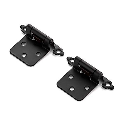 Ravinte 50 Pack 25 Pairs 1/2" Overlay Cabinet Door Hinges Kitchen Black Semi-Concealed Hinges Face Mount Self-Closing Cabinet Hardware with Bumpers & Screwdriver - size: 1/2 inch Overlay