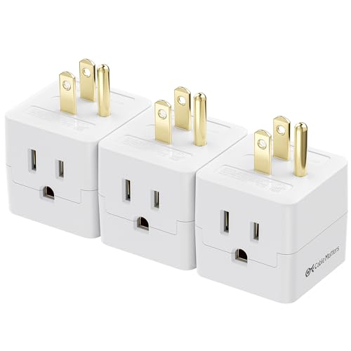 [ETL Listed] Cable Matters 3-Pack 3 Outlet Wall Adapter (Grounded Cube Tap, Outlet Splitter, 3 Way Plug Adapter, 3-Prong Power Splitter), White - color: White